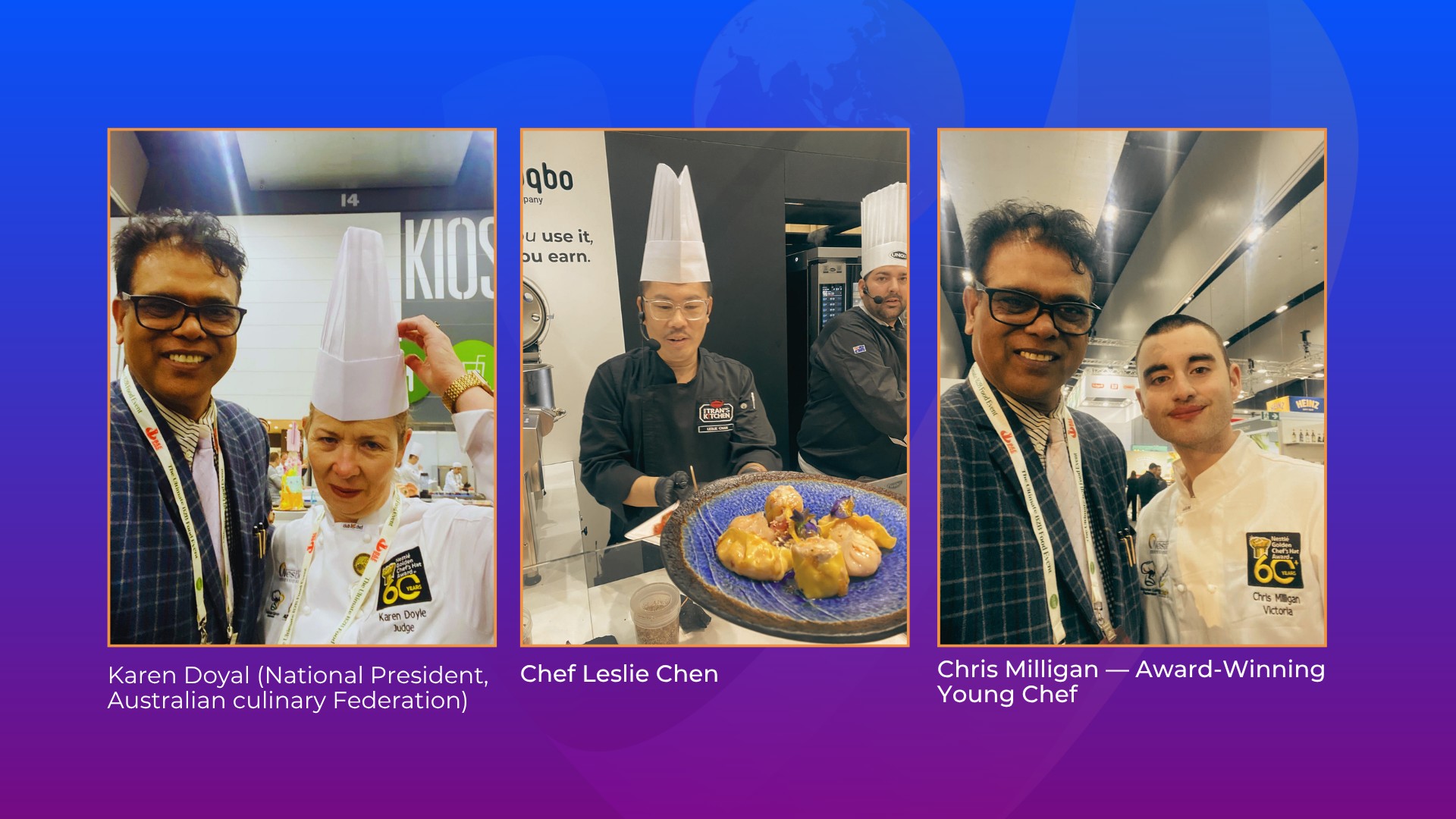Dr Daman Shrivastav with Karen Doyal, Chef Leslie Chen and Chris Milligan at Fine Food Australia 2026